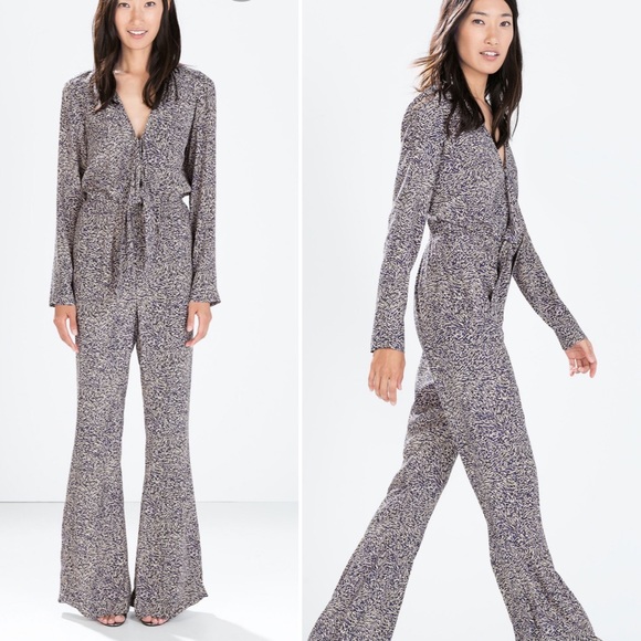 Zara Pants - Zara Woman LONGSLEEVED BELL BOTTOM JUMPSUIT Small